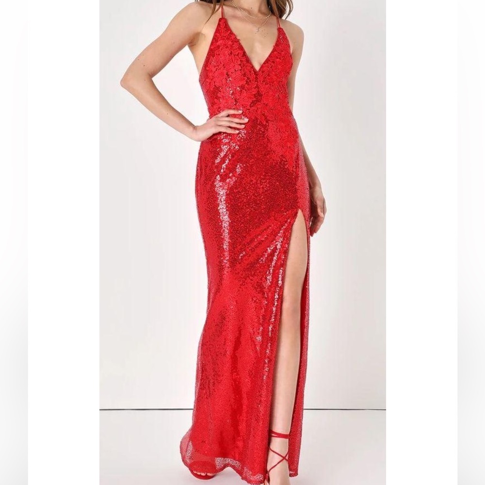 Lulu's Dazzling Red Sequin Gown